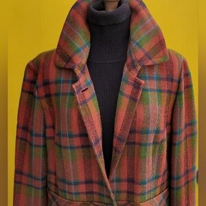 Halogen Unique Vintage Plaid Women's Long Coat XL